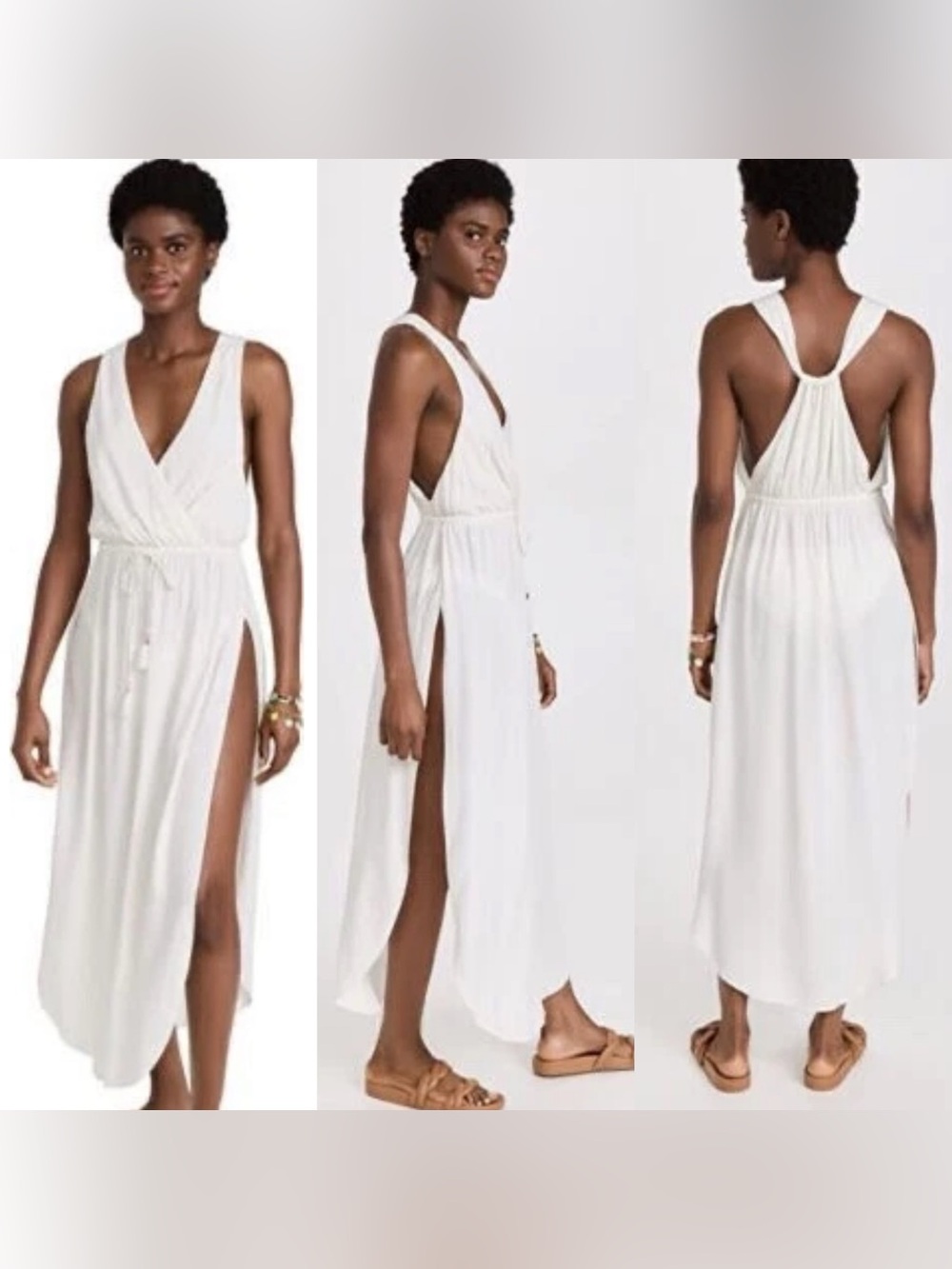 L* Space Women's Kenzie Cover-Up Midi Dress in Cream Sz M